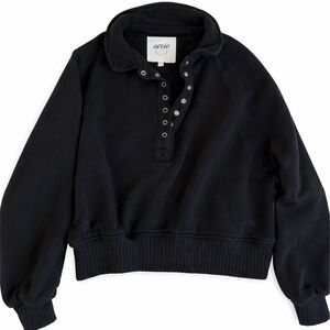Aerie Black Quarter Button Up Sweater